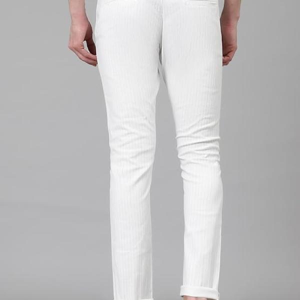 Men's Solid Linen White Trousers | Outdoor Casual Daily Trouser