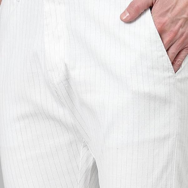 Men's Solid Linen White Trousers | Outdoor Casual Daily Trouser