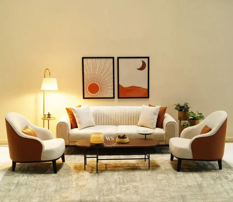 Godrej-Vanisa 3 Seater Living Room Sofa Set with 2 Arm Chairs