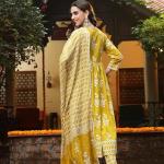 Women's Floral Printed Cotton Anarkali Kurta Pant Dupatta Set