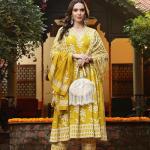 Women's Floral Printed Cotton Anarkali Kurta Pant Dupatta Set