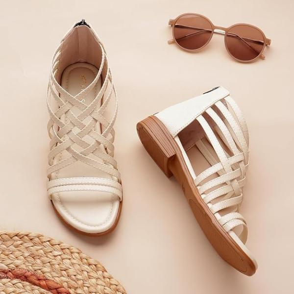 Gladiator Sandals With Zip Closure Flats For Woman And Girls
