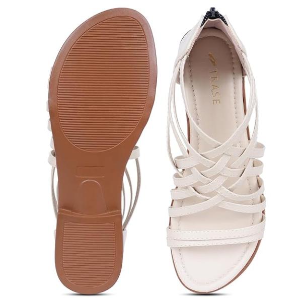 Gladiator Sandals With Zip Closure Flats For Woman And Girls