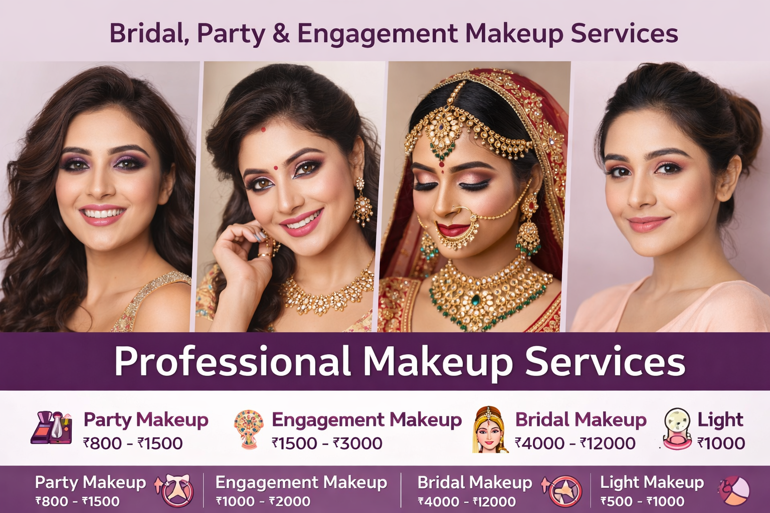 Luxury Bridal Makeup Services – Party & Engagement Makeup at Home