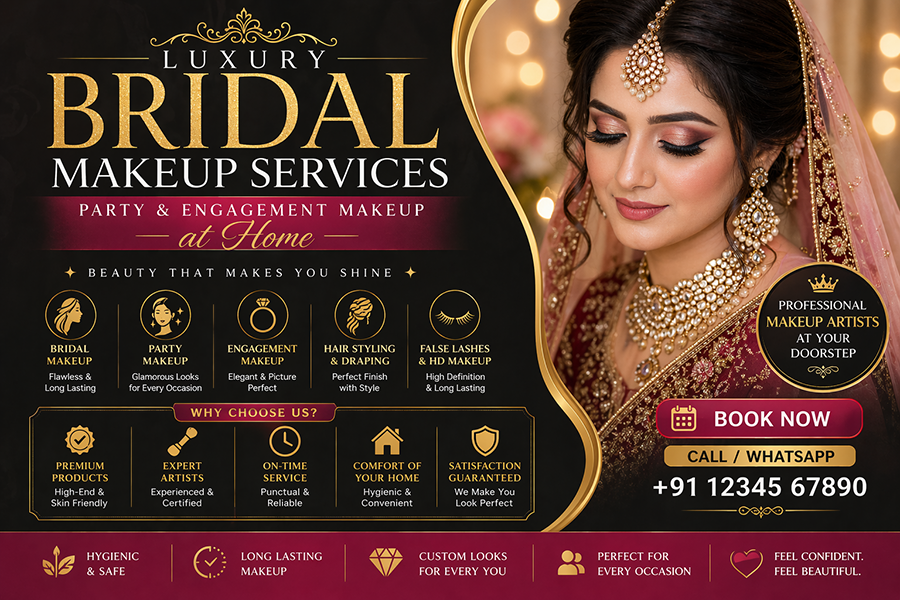 Luxury Bridal Makeup Services – Party & Engagement Makeup at Home